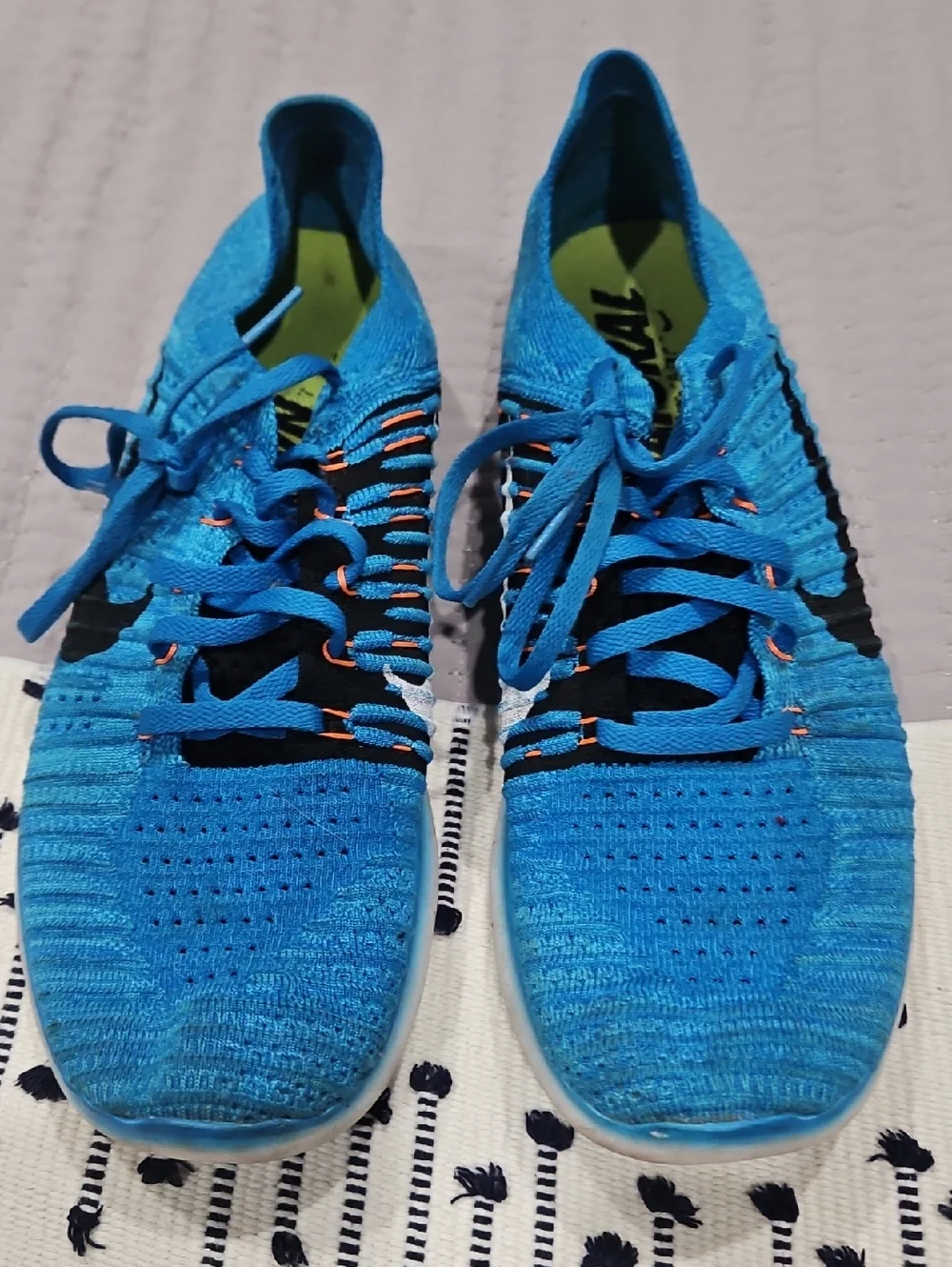 Nike Men's Flyknit Athletic Running Shoes - Blue with Black Accents